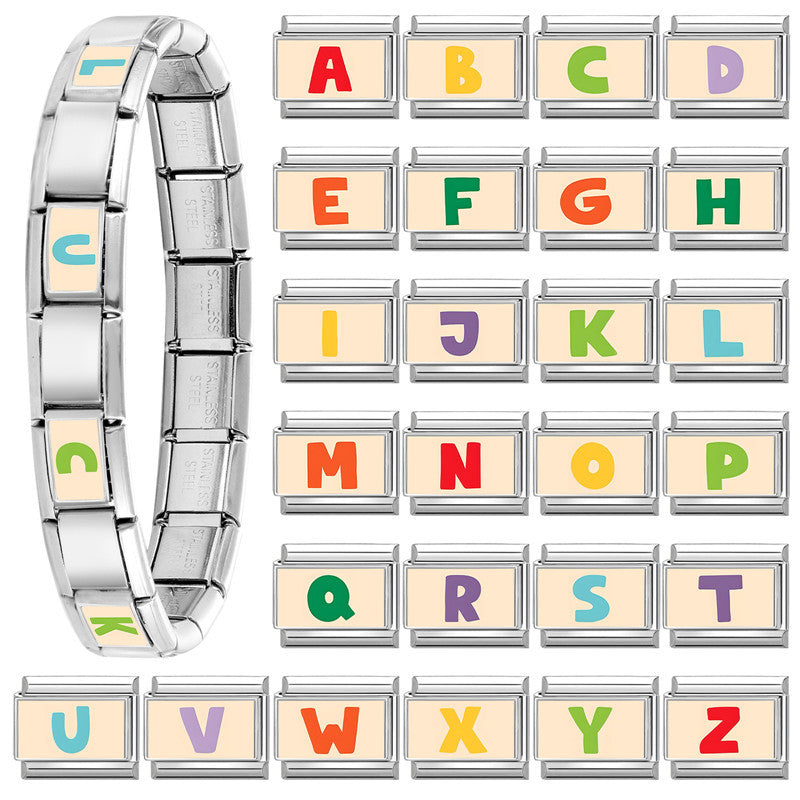 Wholesale 9mm Italian Charm Starter Bracelets DIY Letter Series Stainless Steel Composable Bracelet