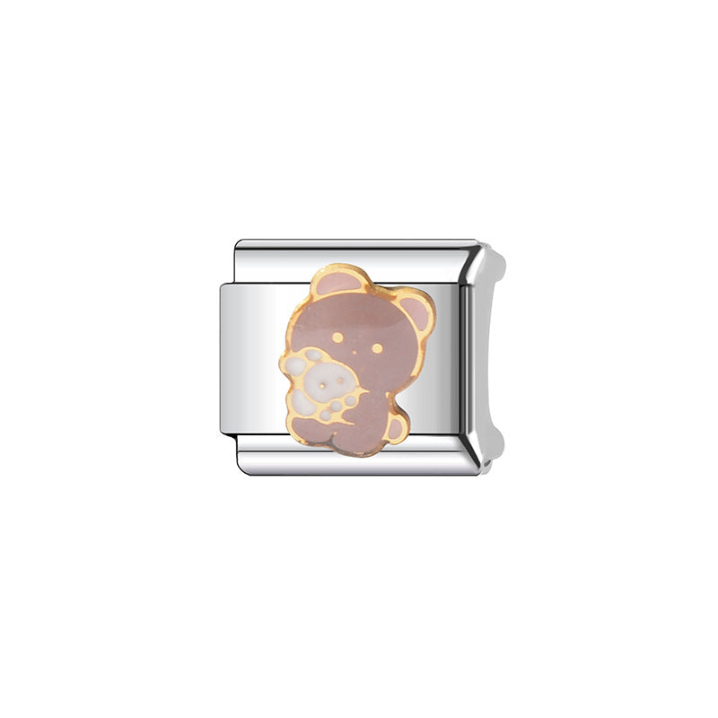 Wholesale Italian Charm Bracelet 9mm DIY Splicing Cute Cat Stainless Steel Composable Bracelet