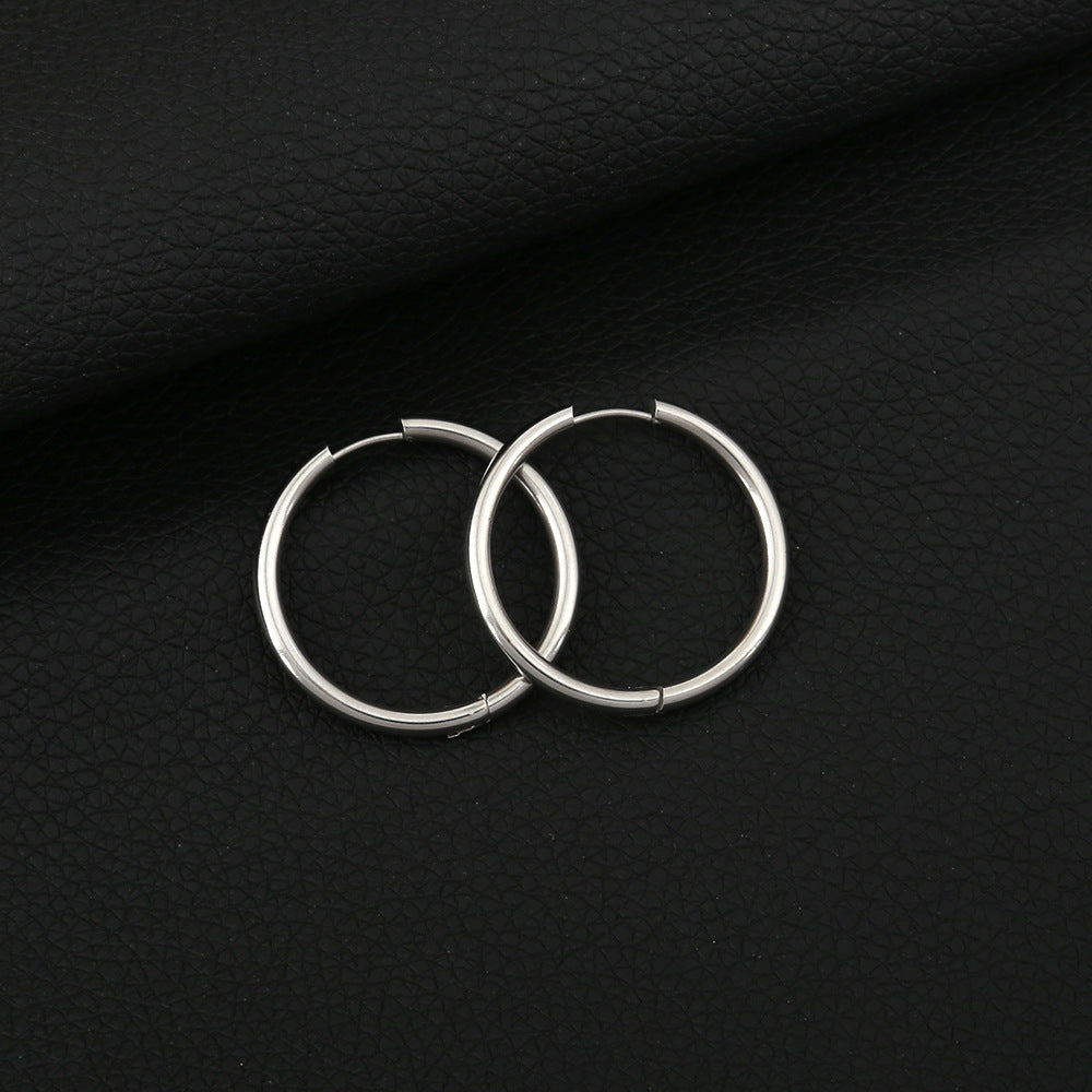 Wholesale Minimalist Stainless Steel Round Hoop Earrings Stylish Unisex Chic Fashion Jewelry Accessory for Everyday Wear