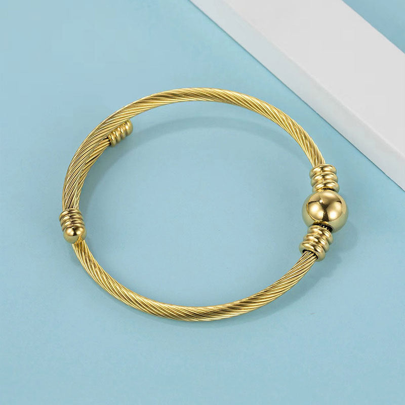 Wholesale Stainless Steel Beads Spiral Ring Bracelet ACC-BT-RuiX004