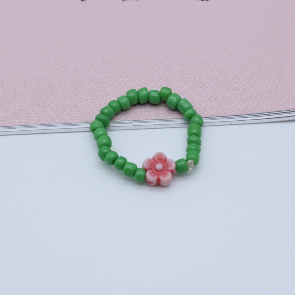 Wholesale  flower hand-woven rice beads beaded ring