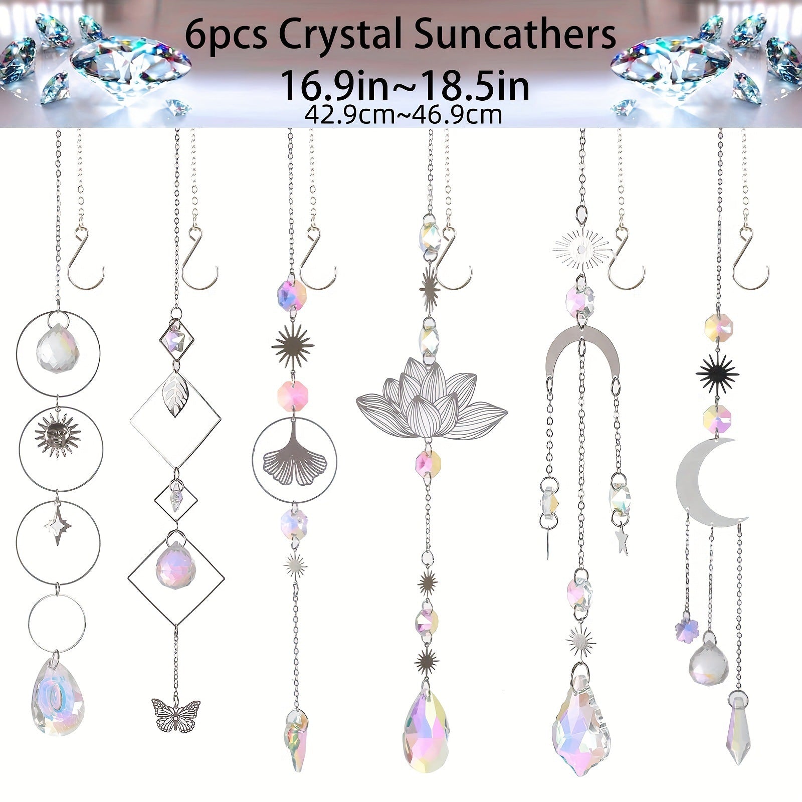 Wholesale Silver Petal Colorful Crystal Day Catcher Decoration