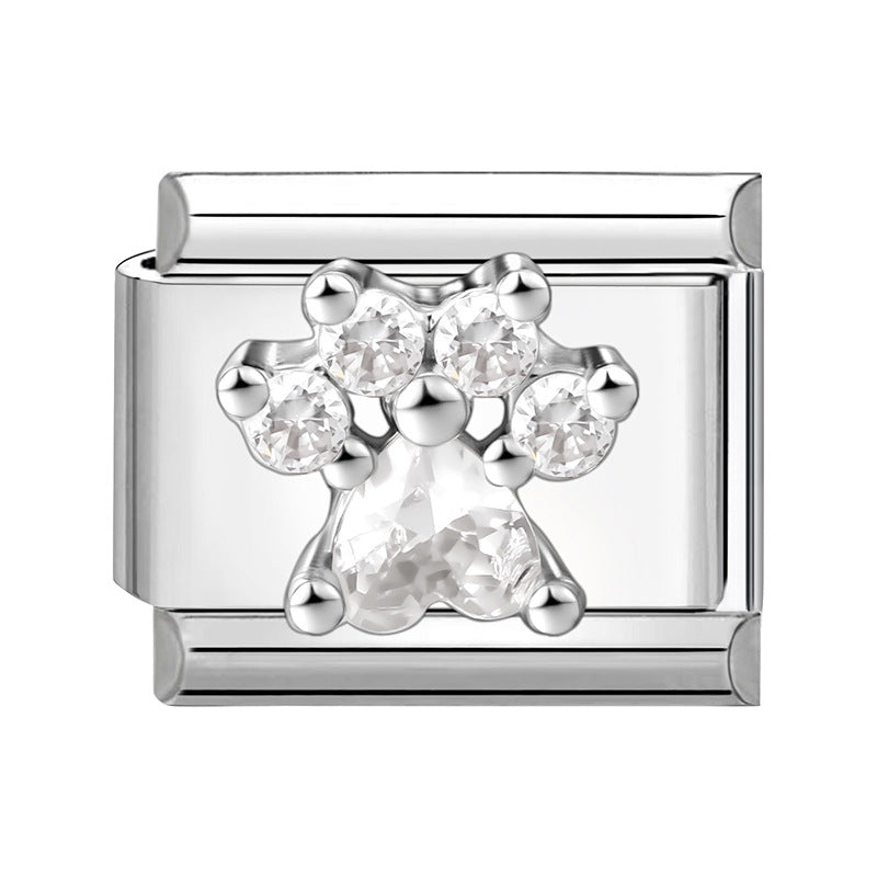 Wholesale 9mm Italian Charm Starter Bracelets DIY Zirconia-set Stainless Steel Composable Bracelet