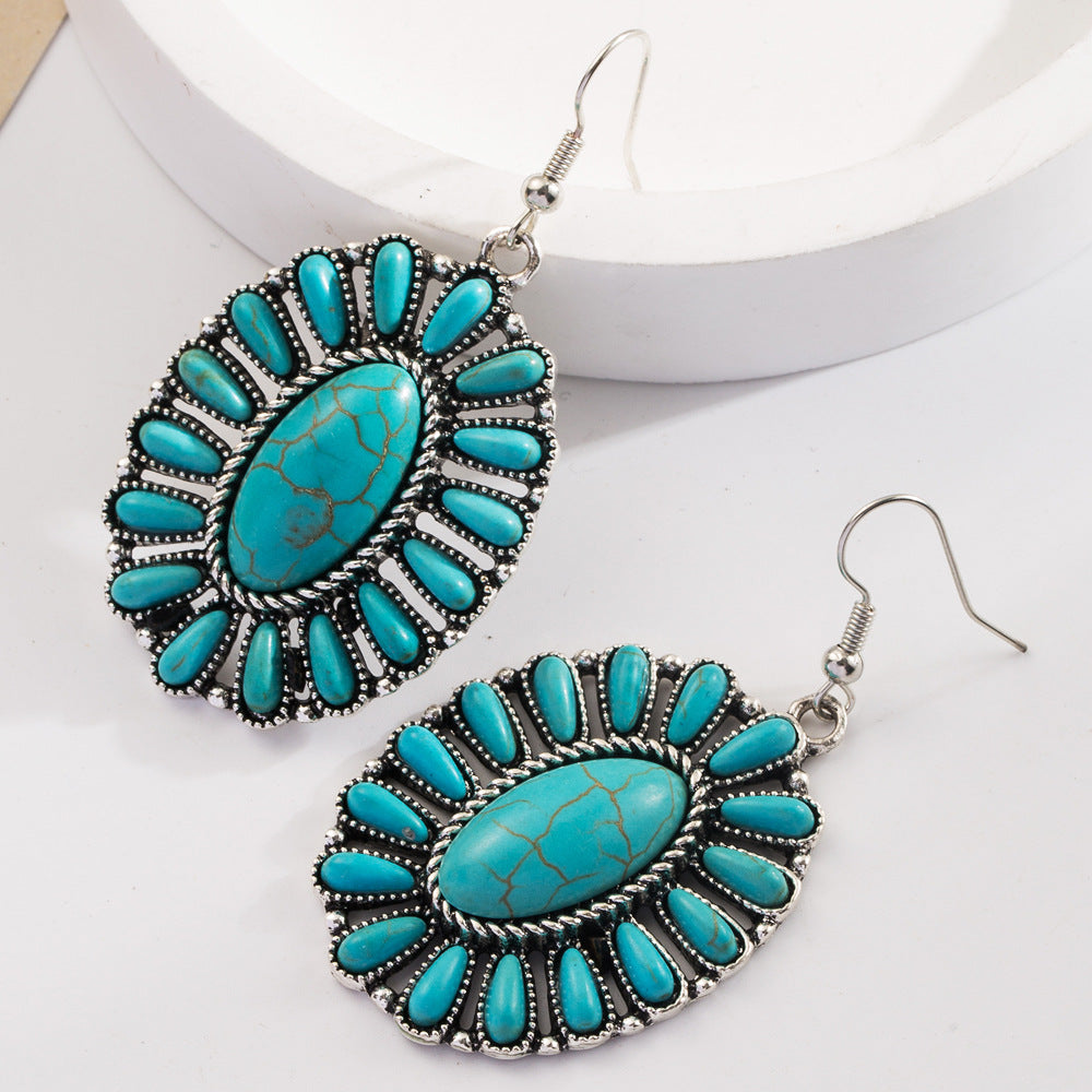 Wholesale bohemian turquoise leather earrings