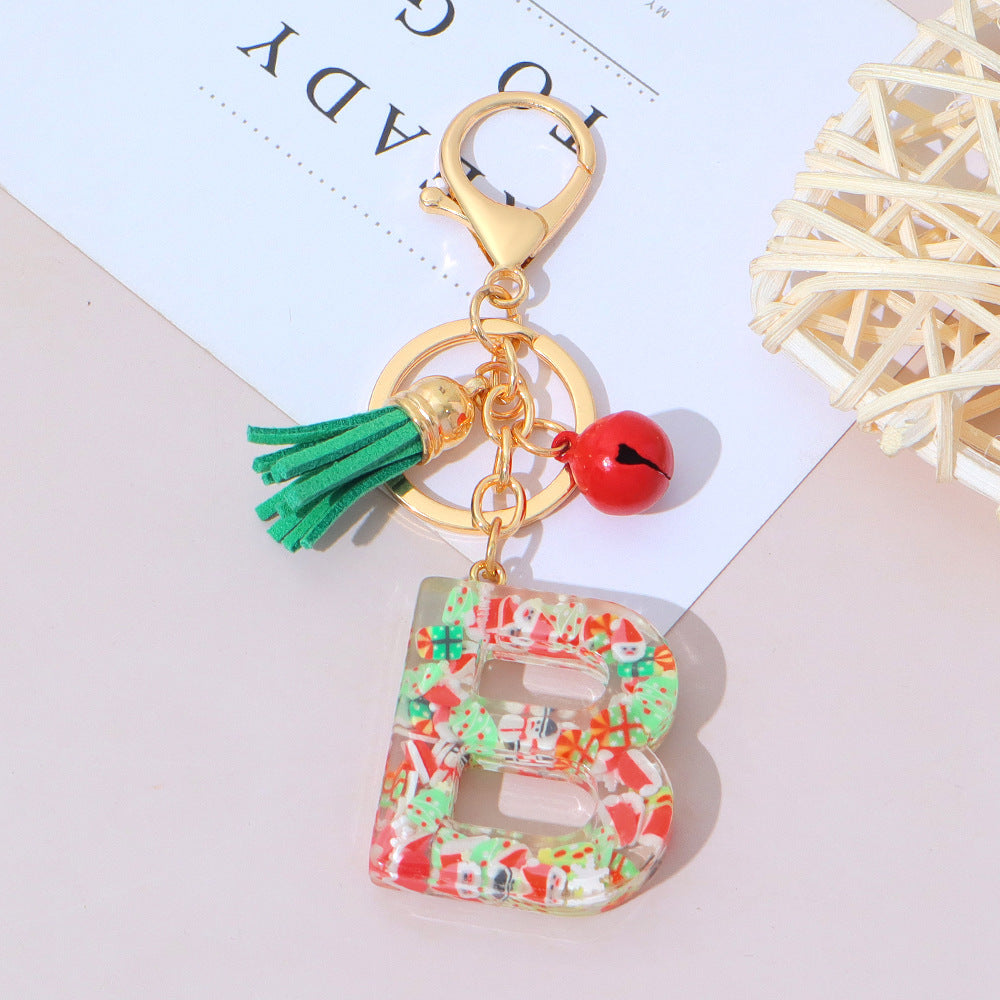 Wholesale Resin English Letter Keychain with Tassel Festive Holiday Party Bag Charm