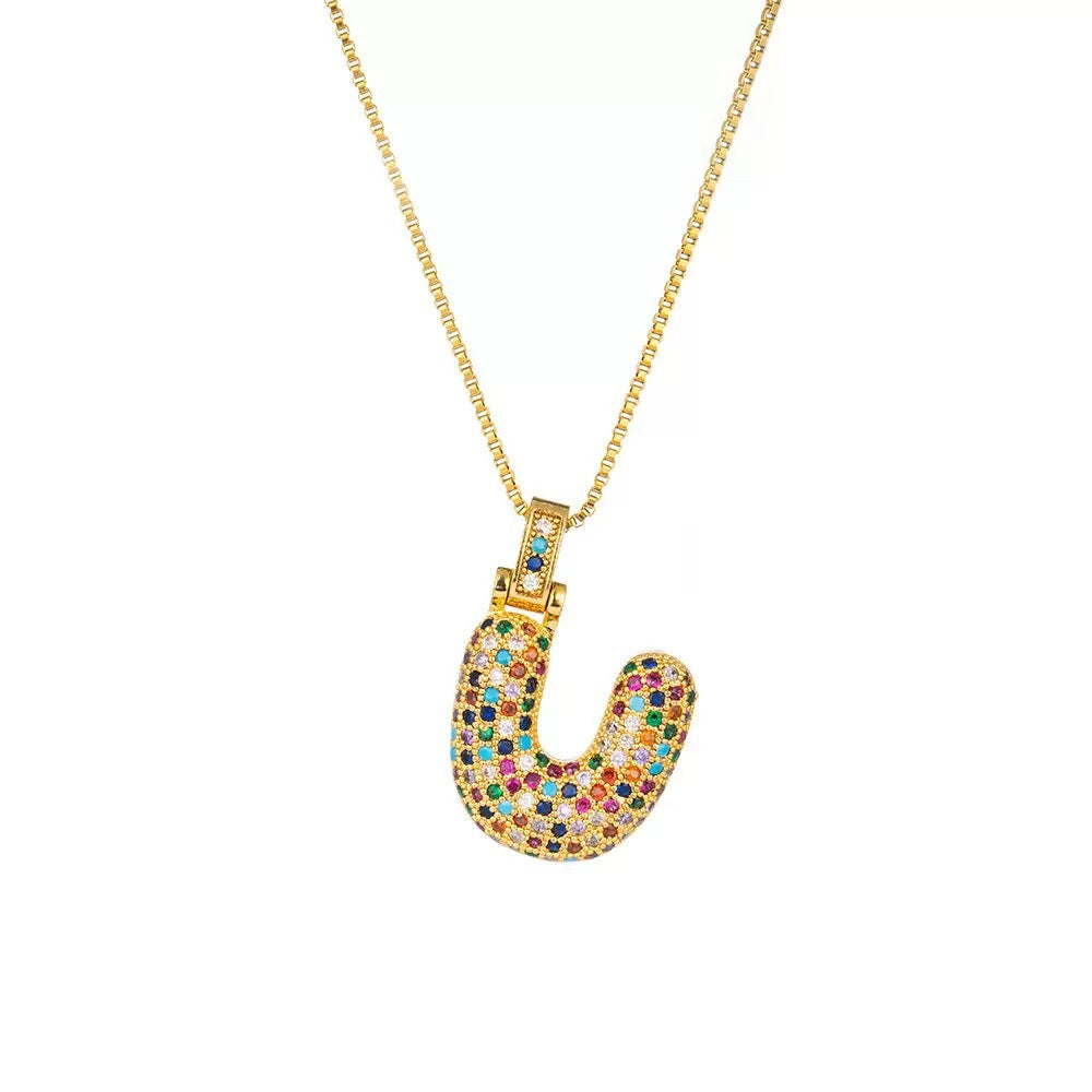 Wholesale Hip-Hop 26 Letter Pendant Set,  Gold Plated Copper Diamond-Set,  Chic Jewelry Gift