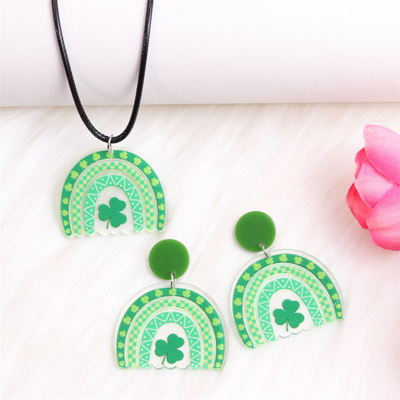 Wholesale St. Patrick's Day Flower Earrings Jewelry Set Acrylic Earrings