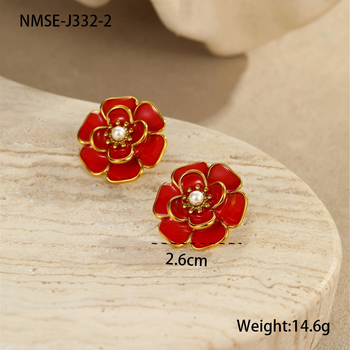 Wholesale  camellia oil drop flower necklace stainless steel ring earrings