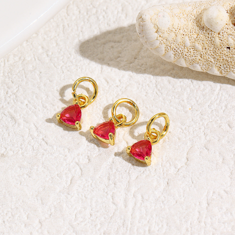 Wholesale Geometric triangle colored zircon small pendant