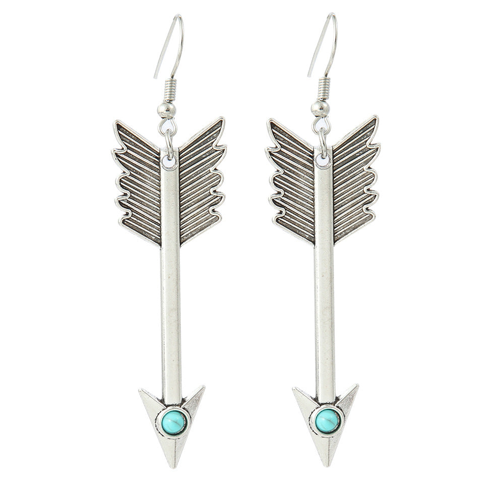 Wholesale Turquoise Tassel Earrings Geometric Alloy Design for Party Wear Boutique Resale Jewelry Accessory