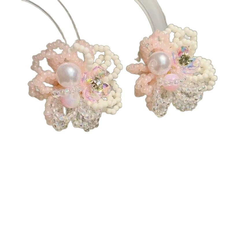 Wholesale Cream Hydrangea Rice Pearl Earrings