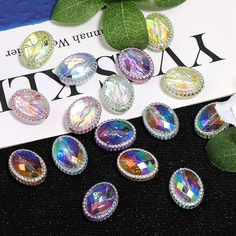 Wholesale 100pcs Acrylic Colorful Mysterious Magic Mirror Oval Beaded Diy Accessories ACC-BDS-BLG101