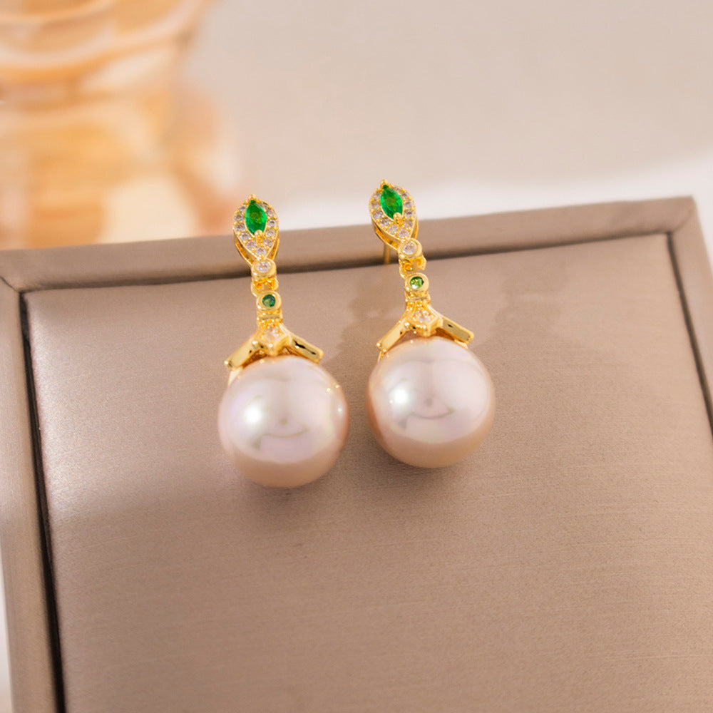 Wholesale Light Luxury Pearl Earrings Retro Micro-inlay Earrings
