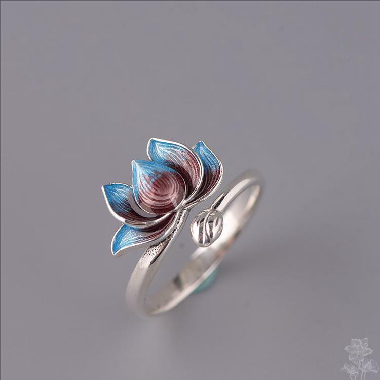 Wholesale Vintage Flower Open Ring Copper Cloisonne Fashion Accessory