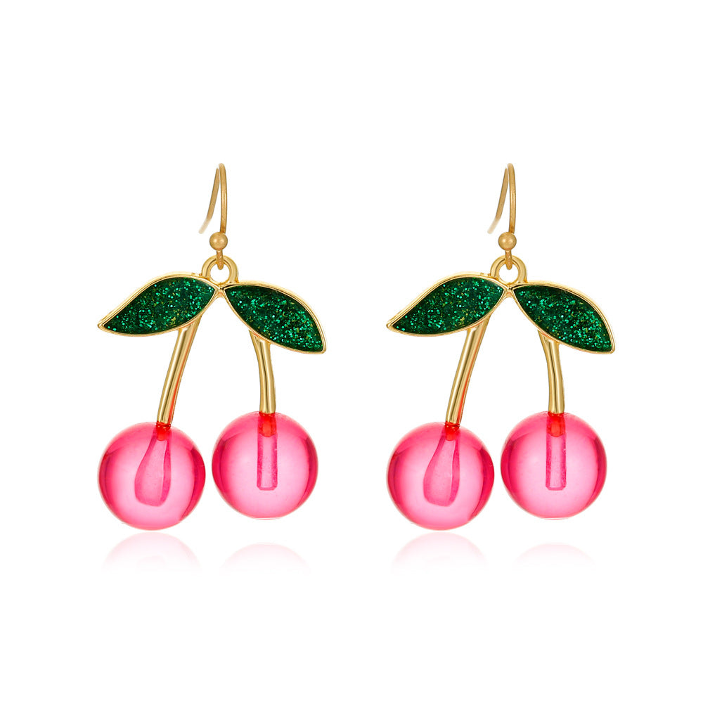 Wholesale  long cherries earrings creative  cute cherry earrings