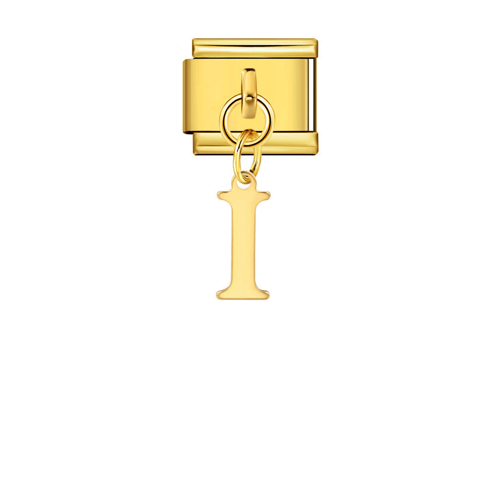 Wholesale Italian Charm Bracelet 9mm DIY Gold Simple Letter Creative Stainless Steel Composable Bracelet