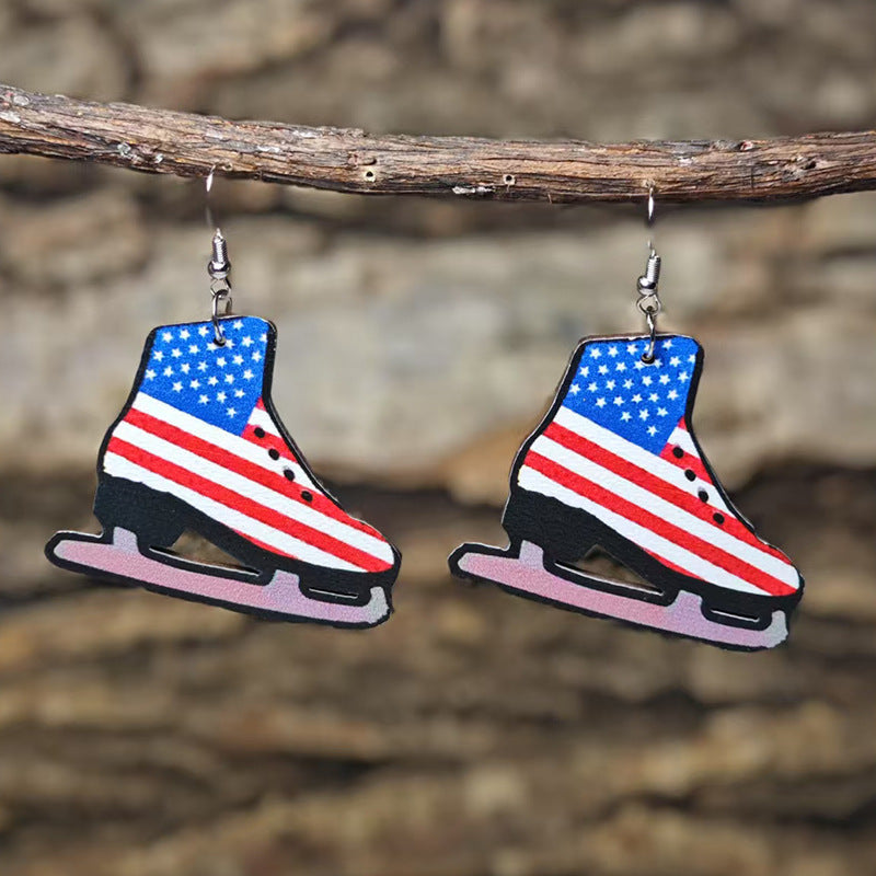 Wholesale  Independence Day Earrings Alpaca Eagle Chair Popcorn Wine Glass Wine Bottle Shape American Flag Color Earrings