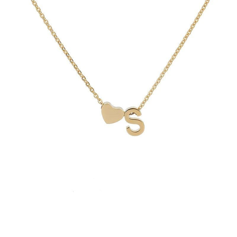 Wholesale Trendy Heart Letter Love Necklace Titanium Steel Gold Inlaid Fashion Jewelry Accessory