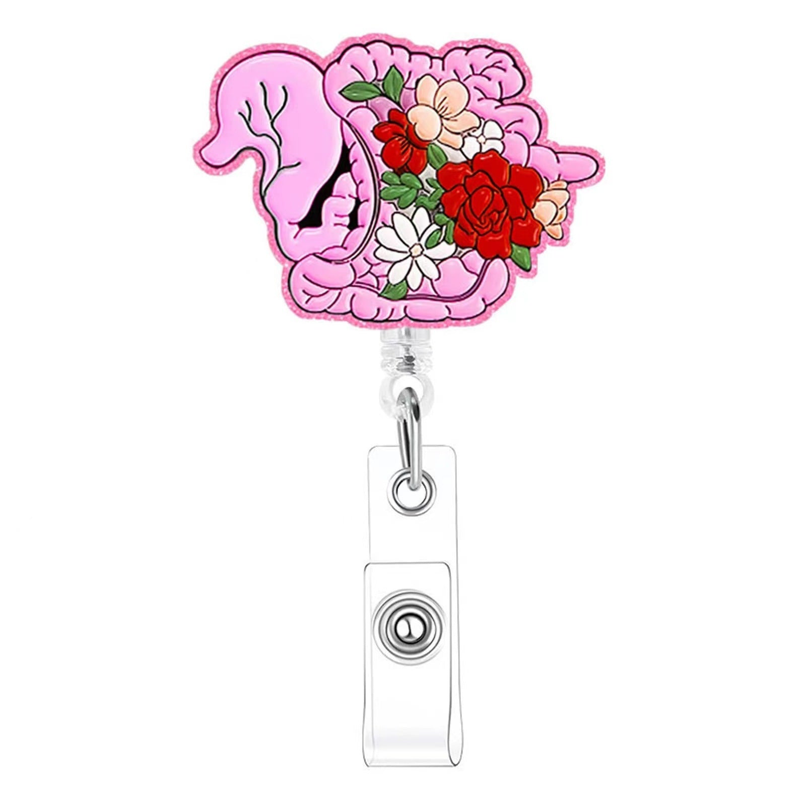 Wholesale Acrylic Organ Brain Heart Doctor Nurse Day Telescopic Rotating Badge Keychain ACC-KC-LingYu007