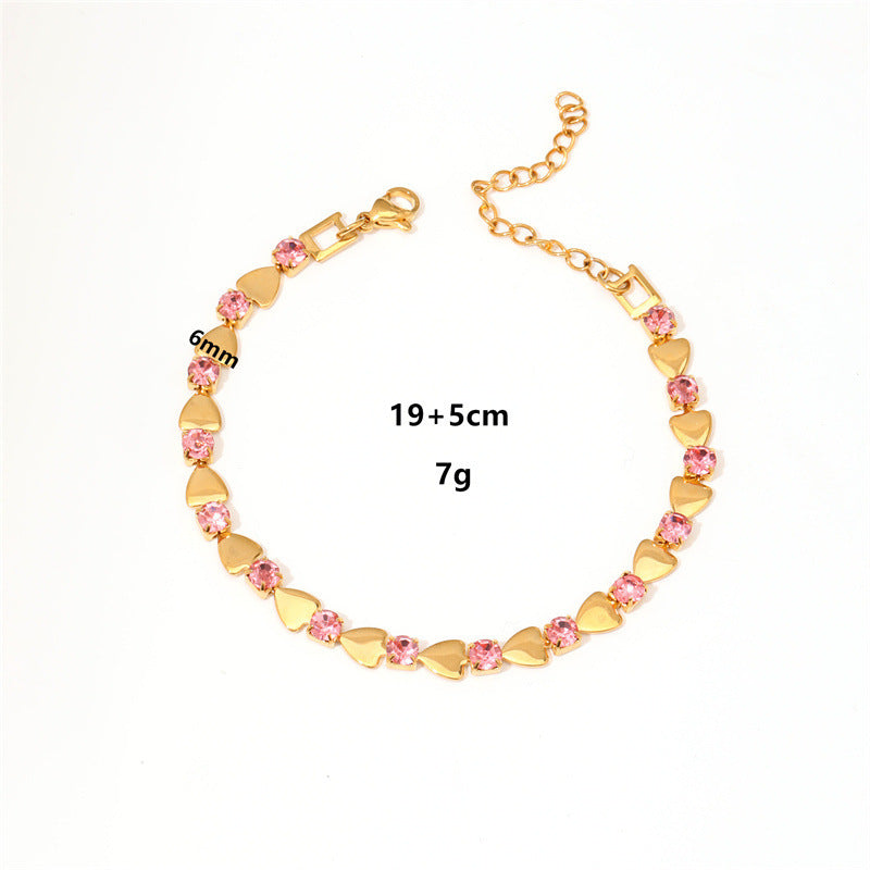 Wholesale 18k Gold Plated Bracelet Cross Titanium Steel Bracelets with Diamond Zircon Love Bracelet ACC-BT-TaiYu003