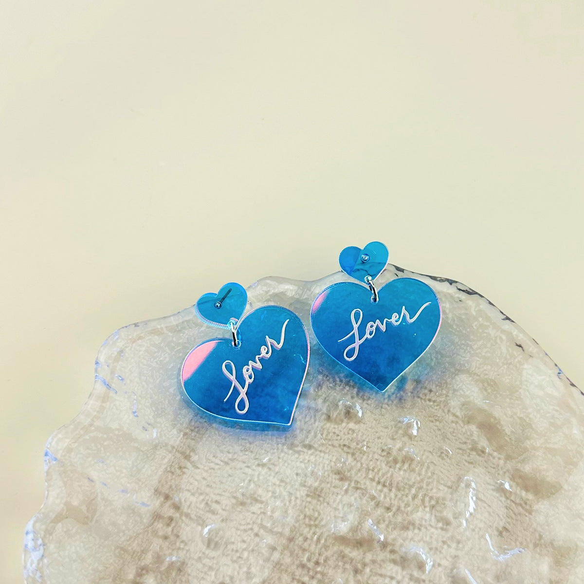 Wholesale Valentine's Day colorful stitching heart letter acrylic earrings