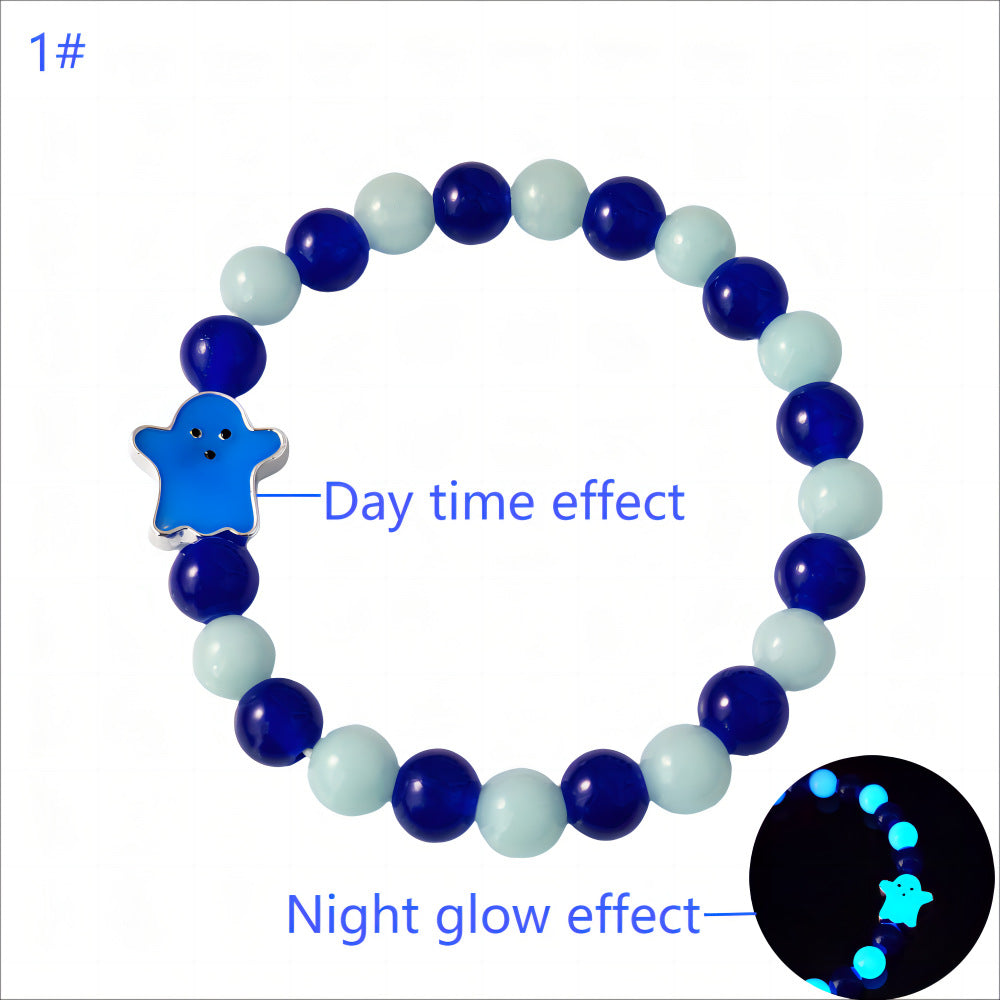 Wholesale Day of the Dead Glow-in-the-Dark Glass  Ghost Bracelet