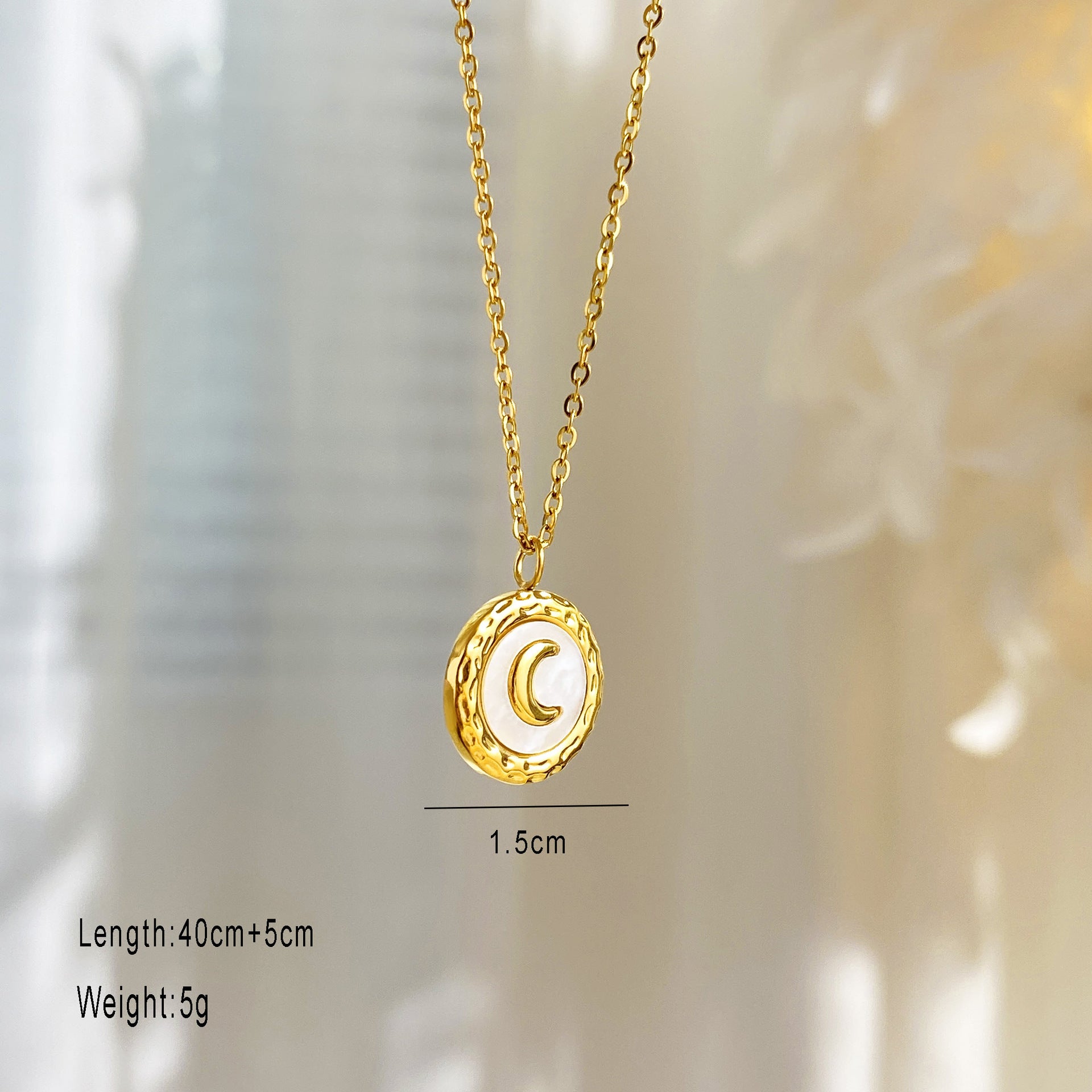 Wholesale Titanium Steel Mother of Pearl Butterfly Daisy Necklace ACC-NE-YuXun003