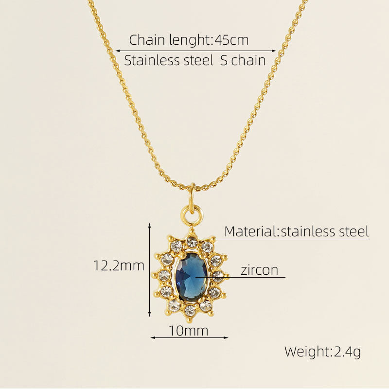 Wholesale Double Layer Diamond Encrusted Titanium Steel Square Zircon Necklace Stainless Steel Clavicle Chain ACC-NE-ZhongXin003