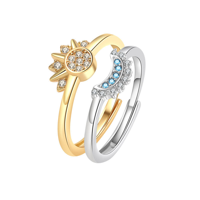 Wholesale Sun and Moon Stackable Celestial Couple Rings Rings Set ACC-RS-YJY006