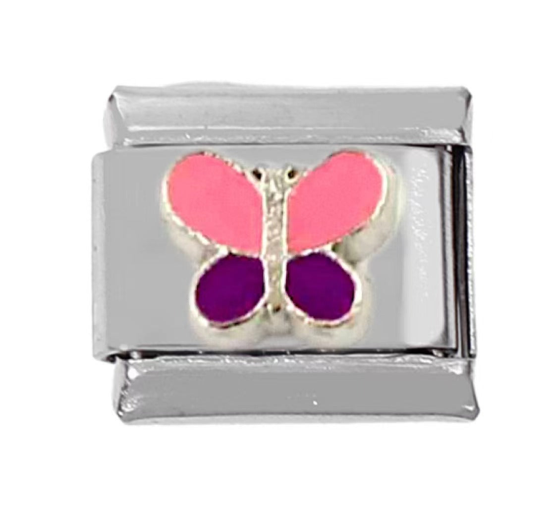 Wholesale 5pcs Italian Charm Bracelet Charm Module Stainless Steel Tulip Butterfly Bracelet 9mm DIY Pattern Free Stitching Detachable Composable Bracelet ACC-BT-DaLiang013