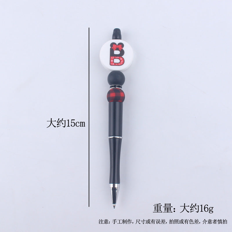 Wholesale  handmade beaded pen DIY creative silicone teether English letter  ballpoint pen