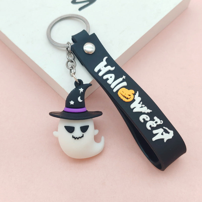 Wholesale Cute  Soft Glue Keychain Pendant Skull Pumpkin Cartoon Car Key Accessory Gift