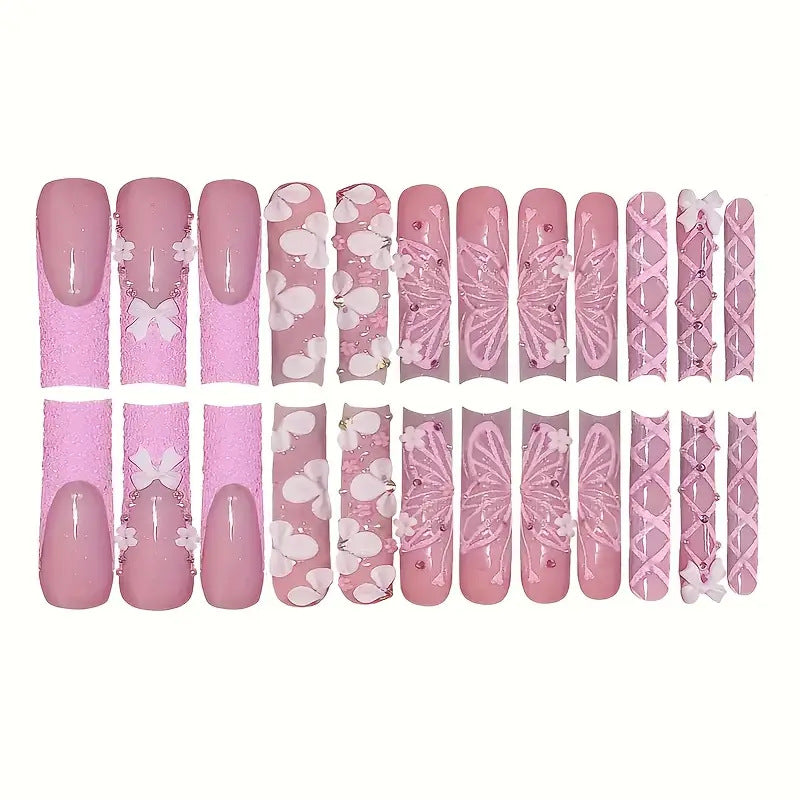 Wholesale 24 Pieces/box Flower Butterfly Nails Kits Nail Stickers