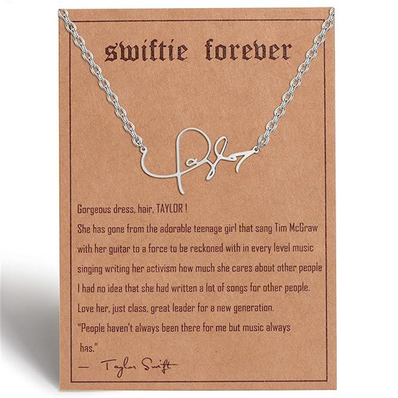 Wholesale  letter stainless steel paper card steel pendant clavicle chain