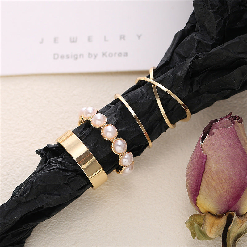 Wholesale Man-made Pearl Four-Piece Ring Set