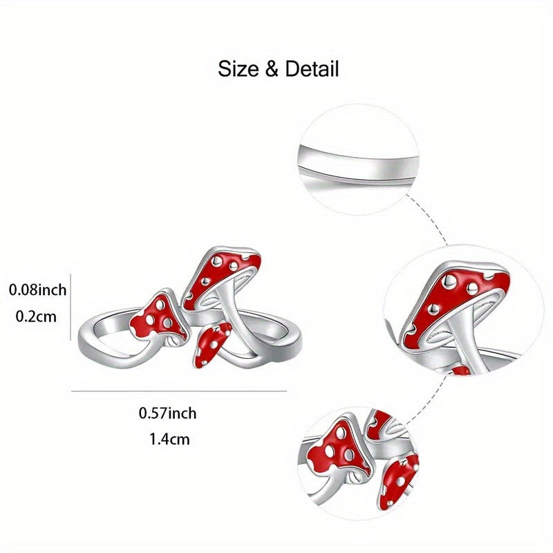 Wholesale Alloy Red Mushroom Ring Cute Simple Everyday Jewelry Accessory