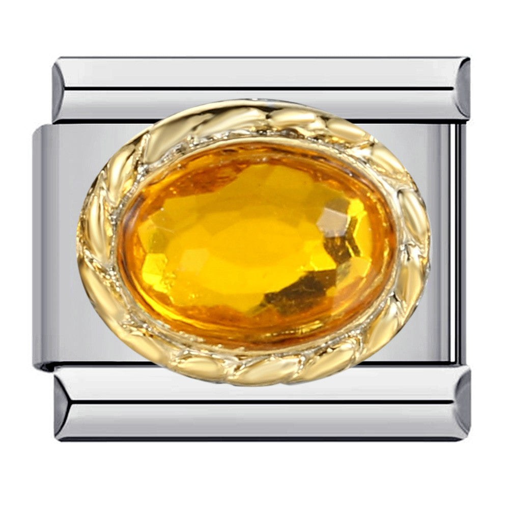 Wholesale  Italian Charm Bracelet 9mm DIY Oval Micro-Inlaid Colored Stone Creative Stainless Steel Composable Bracelet