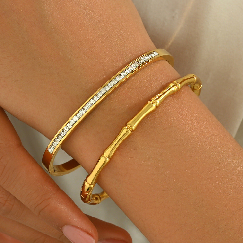 Wholesale Electroplated Titanium Steel 2 Piece Bracelet Set