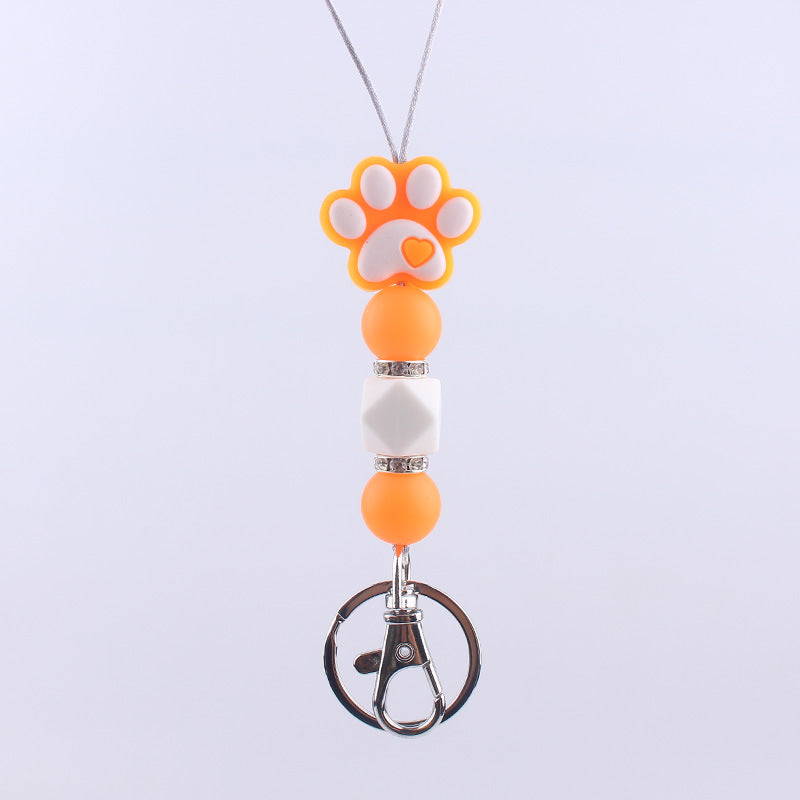 Wholesale Cartoon Dog Paw Silicone Bead Hanging Rope Keychain ACC-KC-GuangTian023