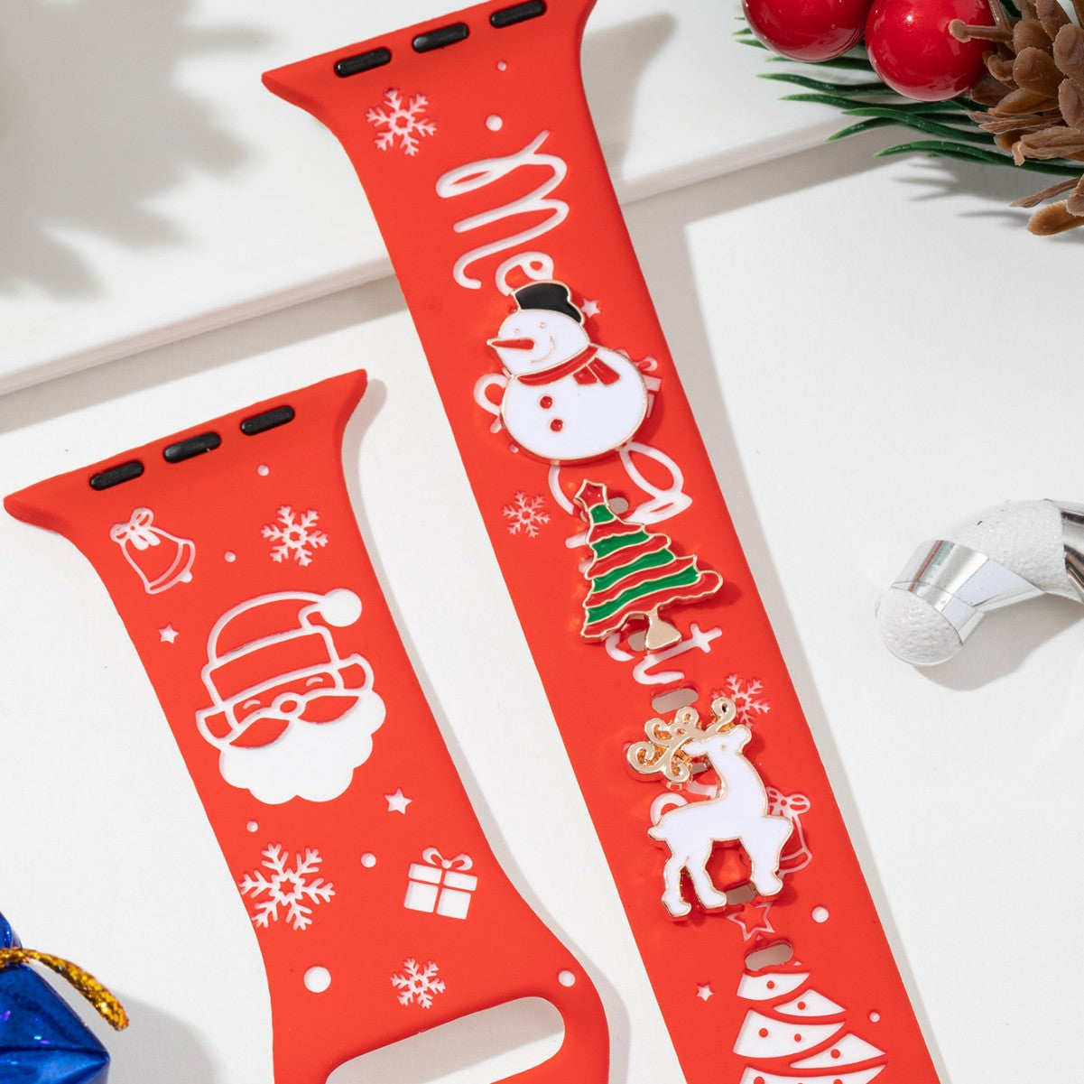Wholesale Christmas Reindeer Silicone Band With Dripping Oil Charm Decorative Gift Accessory