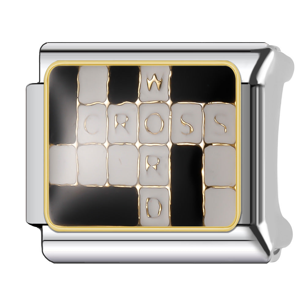 Wholesale Italian Charm Bracelet 9mm DIY Splicing Gold Chess Series Stainless Steel Composable Bracelet