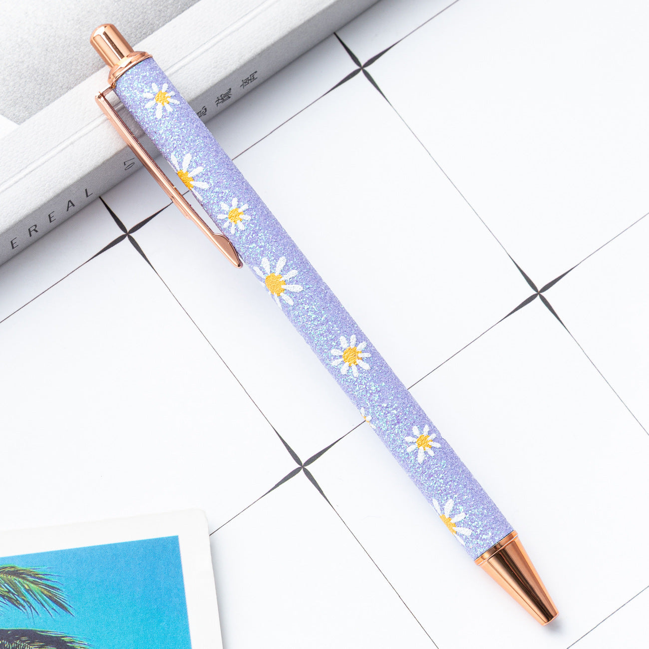 Wholesale Gold Powder Press Ballpoint Pen Glitter Chalk Metal Pen ACC-PN-HuaHao018