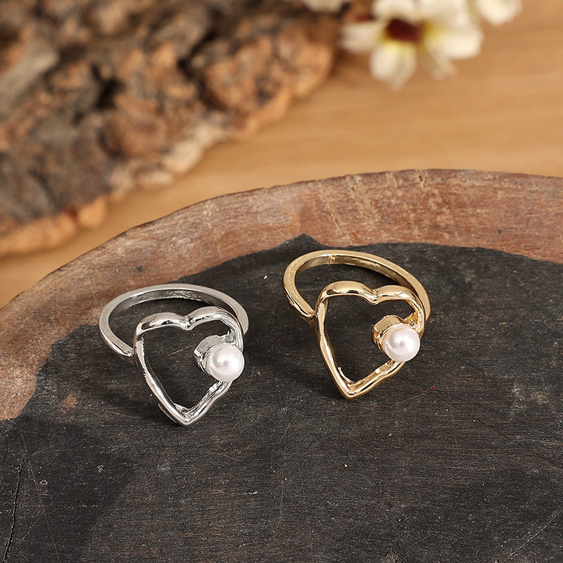Wholesale Heart-shaped hollow heart ring