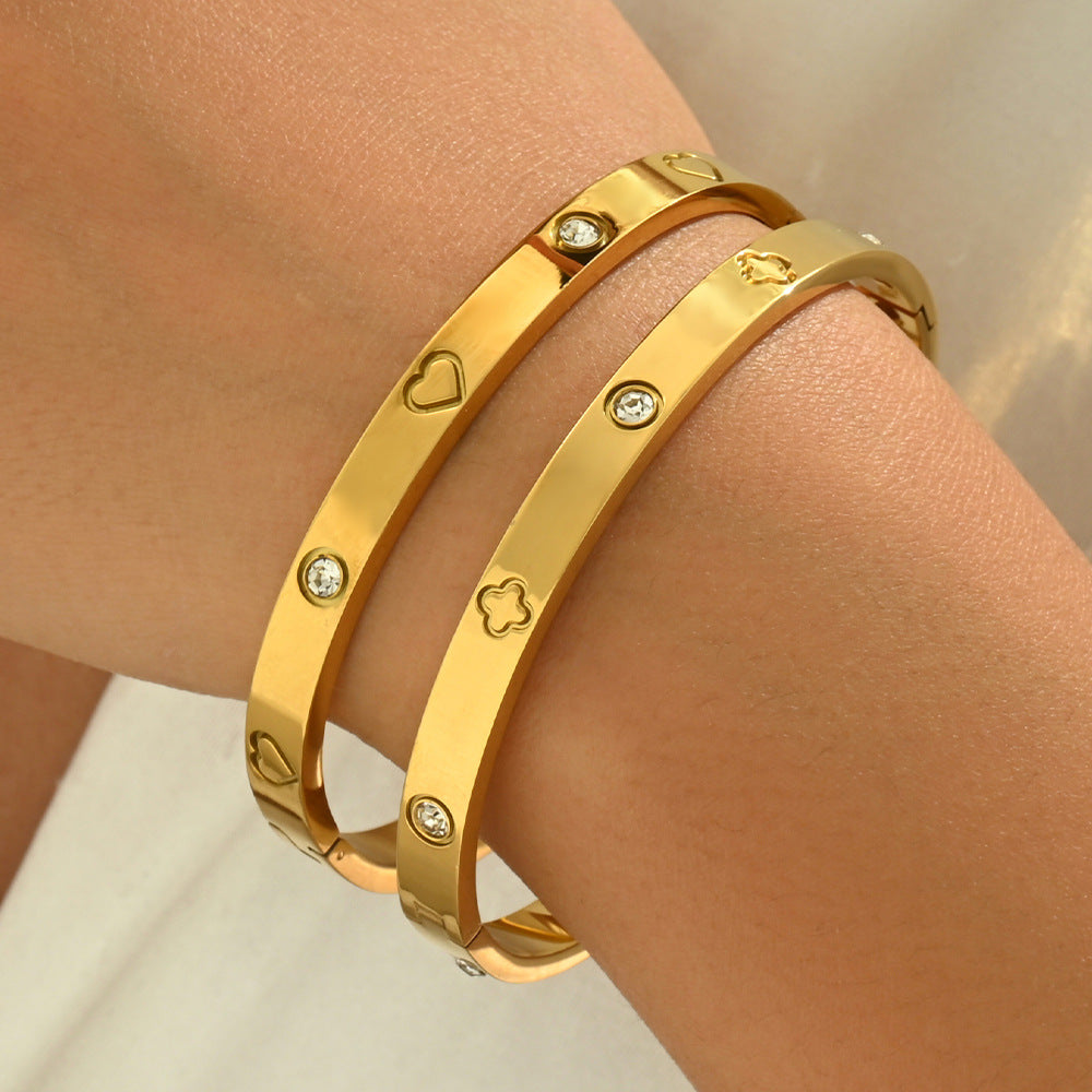 Wholesale Electroplated Titanium Steel 2 Piece Bracelet Set