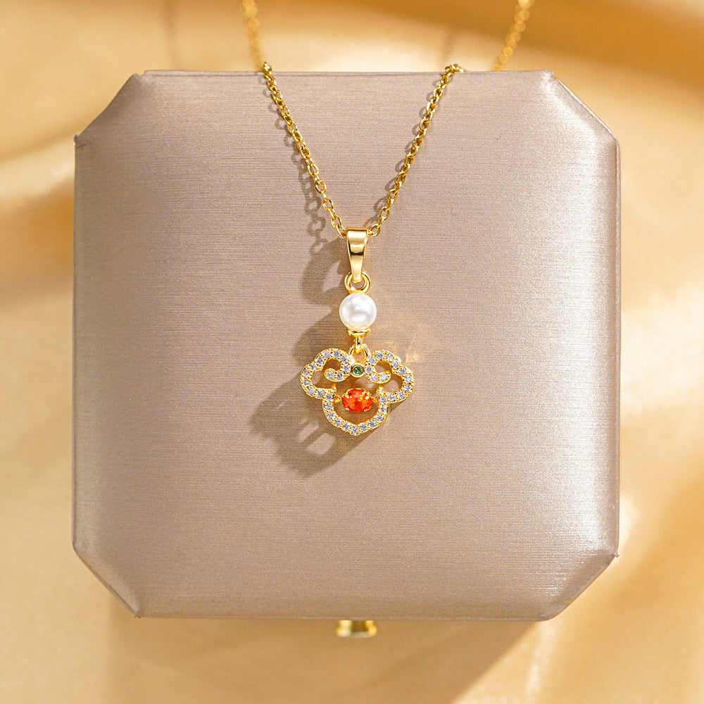 Wholesale Electroplated Micro-diamond-studded Titanium Steel Necklace ACC-NE-Qingyan004