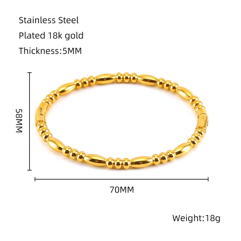 Wholesale Golden Bamboo Titanium Steel Plain Bracelet Stainless Steel Hand Jewelry ACC-BT-Zhongy002
