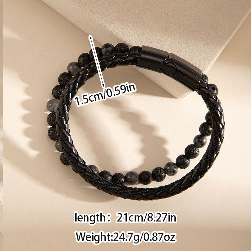 Wholesale Tibetan Style Distressed Volcanic Stone Leather Bracelet Handmade Multi Layer Unisex Rope Bangle Fashion Jewelry Accessory