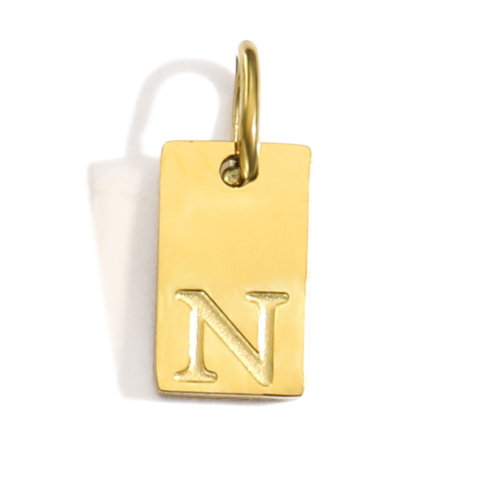Wholesale 26 English letters stainless steel gold-plated pendant