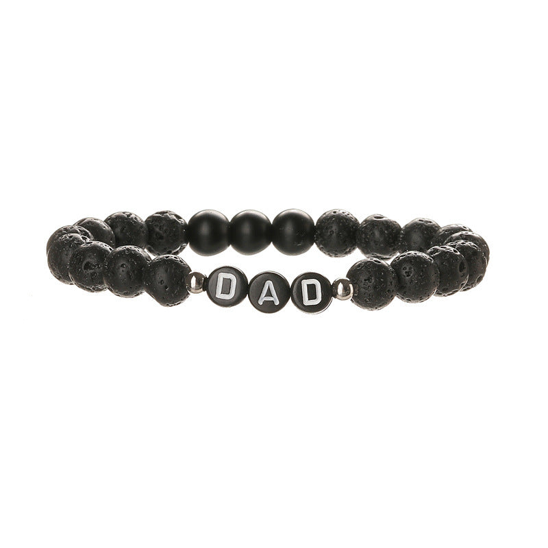 Wholesale European Style 8Mm Natural Stone DAD Letter Beaded Bracelet Father S Day Gift Elastic Cord Jewelry Accessory