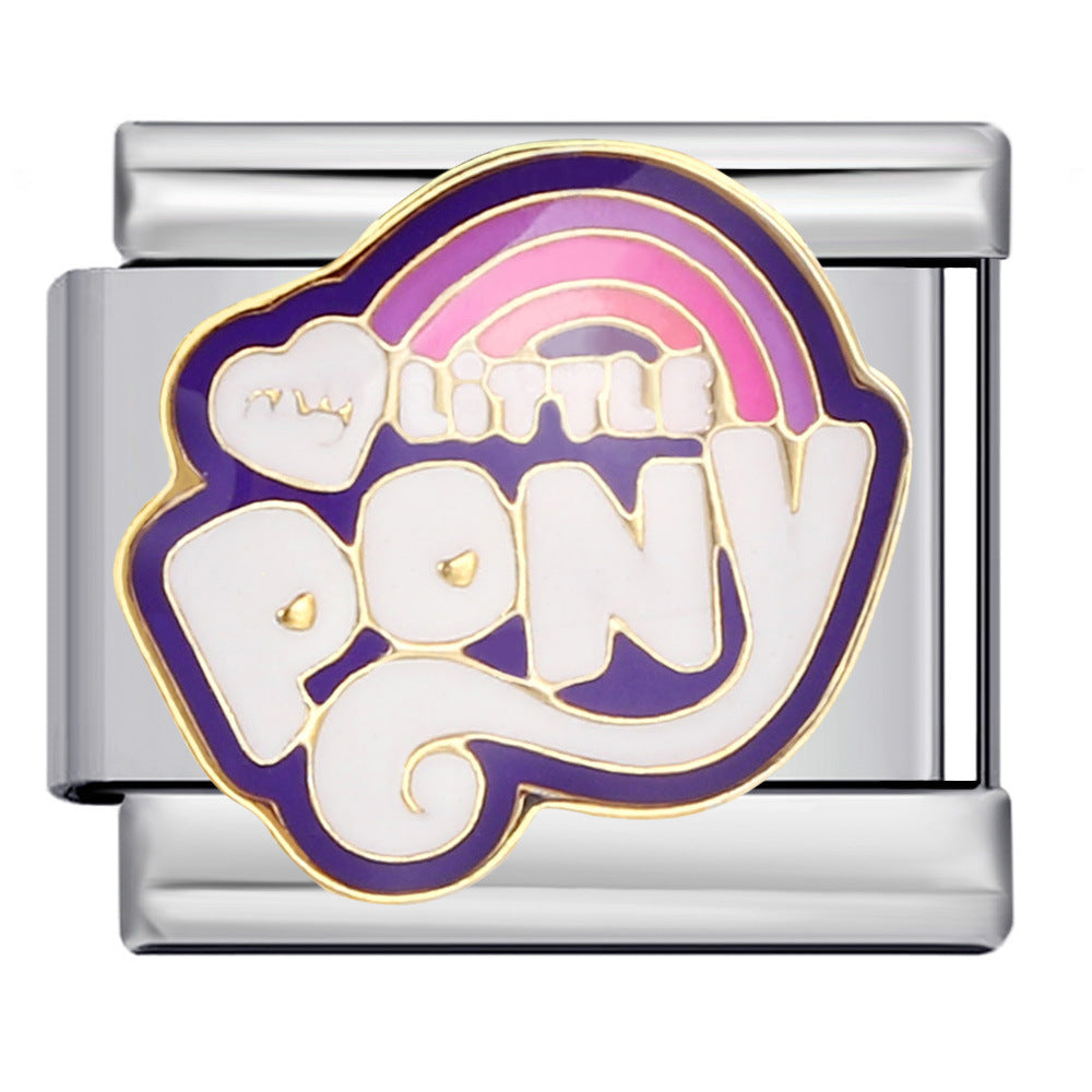 Wholesale  Italian Module CartoonDIY Bracelet Stainless Steel Titanium Steel Welding Oil Drop  Charms